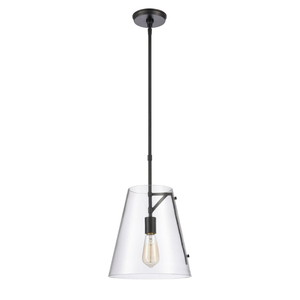 Atlas Trustle 11'' Wide 1-Light Pendant - Modern-Industrial Design for Stunning Ambient Illumination Matte Black CL11839-BK