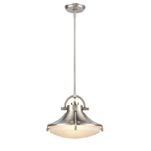 Atlas Urbanite 13'' Wide Industrial Pendant Light with Unique Glass Diffuser for Modern Interiors Satin Nickel CL11840-NK