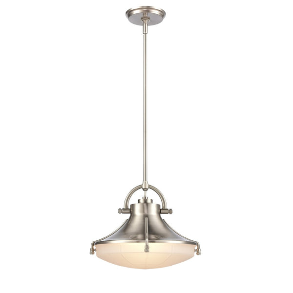 Atlas Urbanite 13'' Wide Industrial Pendant Light with Unique Glass Diffuser for Modern Interiors Satin Nickel CL11840-NK