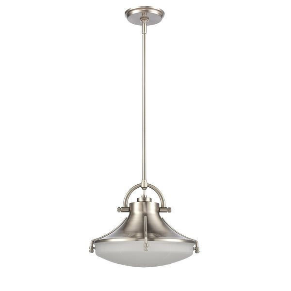 Atlas Urbanite 13'' Wide Industrial Pendant Light with Unique Glass Diffuser for Modern Interiors Satin Nickel CL11840-NK