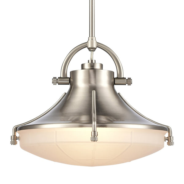 Atlas Urbanite 13'' Wide Industrial Pendant Light with Unique Glass Diffuser for Modern Interiors Satin Nickel CL11840-NK