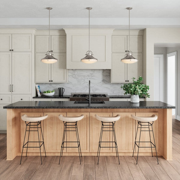 Atlas Urbanite 13'' Wide Industrial Pendant Light with Unique Glass Diffuser for Modern Interiors Satin Nickel CL11840-NK