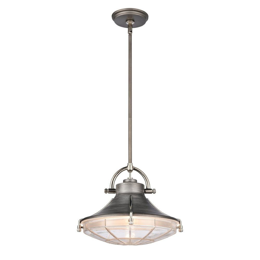 Atlas Urbanite 13'' Wide Industrial Pendant Light with Unique Glass Diffuser for Modern Interiors Weathered Zinc CL11840-SV