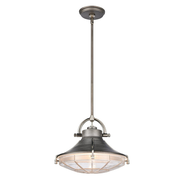 Atlas Urbanite 13'' Wide Industrial Pendant Light with Unique Glass Diffuser for Modern Interiors Weathered Zinc CL11840-SV