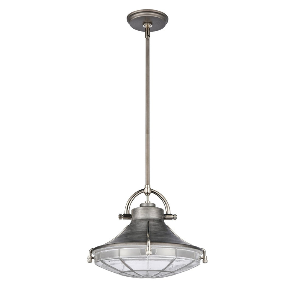 Atlas Urbanite 13'' Wide Industrial Pendant Light with Unique Glass Diffuser for Modern Interiors Weathered Zinc CL11840-SV