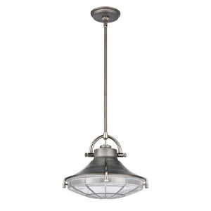 Atlas Urbanite 13'' Wide Industrial Pendant Light with Unique Glass Diffuser for Modern Interiors Weathered Zinc CL11840-SV