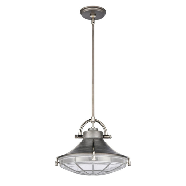 Atlas Urbanite 13'' Wide Industrial Pendant Light with Unique Glass Diffuser for Modern Interiors Weathered Zinc CL11840-SV