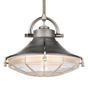 Atlas Urbanite 13'' Wide Industrial Pendant Light with Unique Glass Diffuser for Modern Interiors Weathered Zinc CL11840-SV