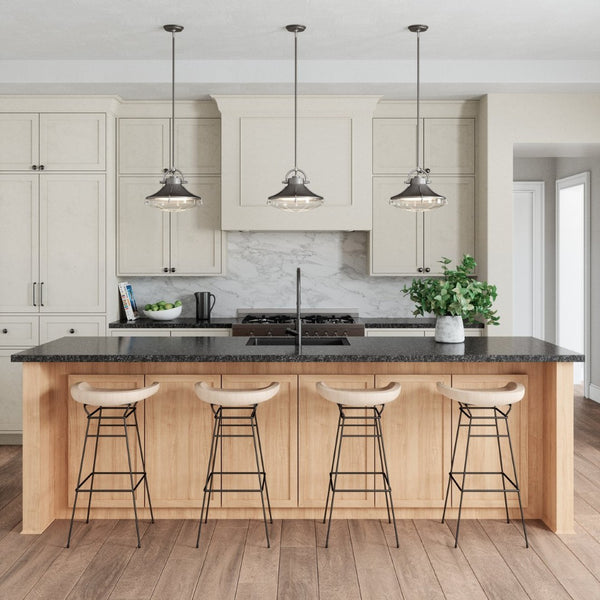 Atlas Urbanite 13'' Wide Industrial Pendant Light with Unique Glass Diffuser for Modern Interiors Weathered Zinc CL11840-SV