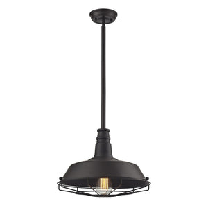 Atlas Warehouse 15" Wide Industrial Pendant Light - Vintage Oil Rubbed Bronze with Protective Cage Shade CL11844-BZ