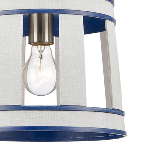 Atlas White Burlap Pendant Light - Elegant Coastal Charm with Satin Nickel Accents for Stylish Spaces Ocean Blue 10'' CL11845-WH
