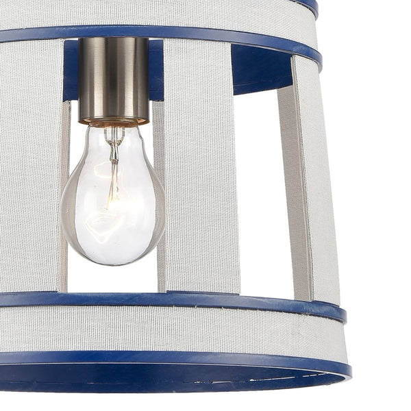 Atlas White Burlap Pendant Light - Elegant Coastal Charm with Satin Nickel Accents for Stylish Spaces Ocean Blue 10'' CL11845-WH