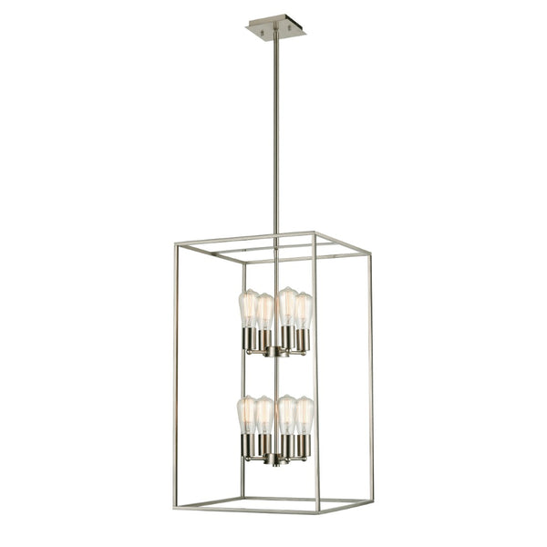 Atlas Williamsport 8-Light Pendant Light - Transitional Design with Airy Open Frame for Modern Spaces Brushed Nickel CL11847-NK