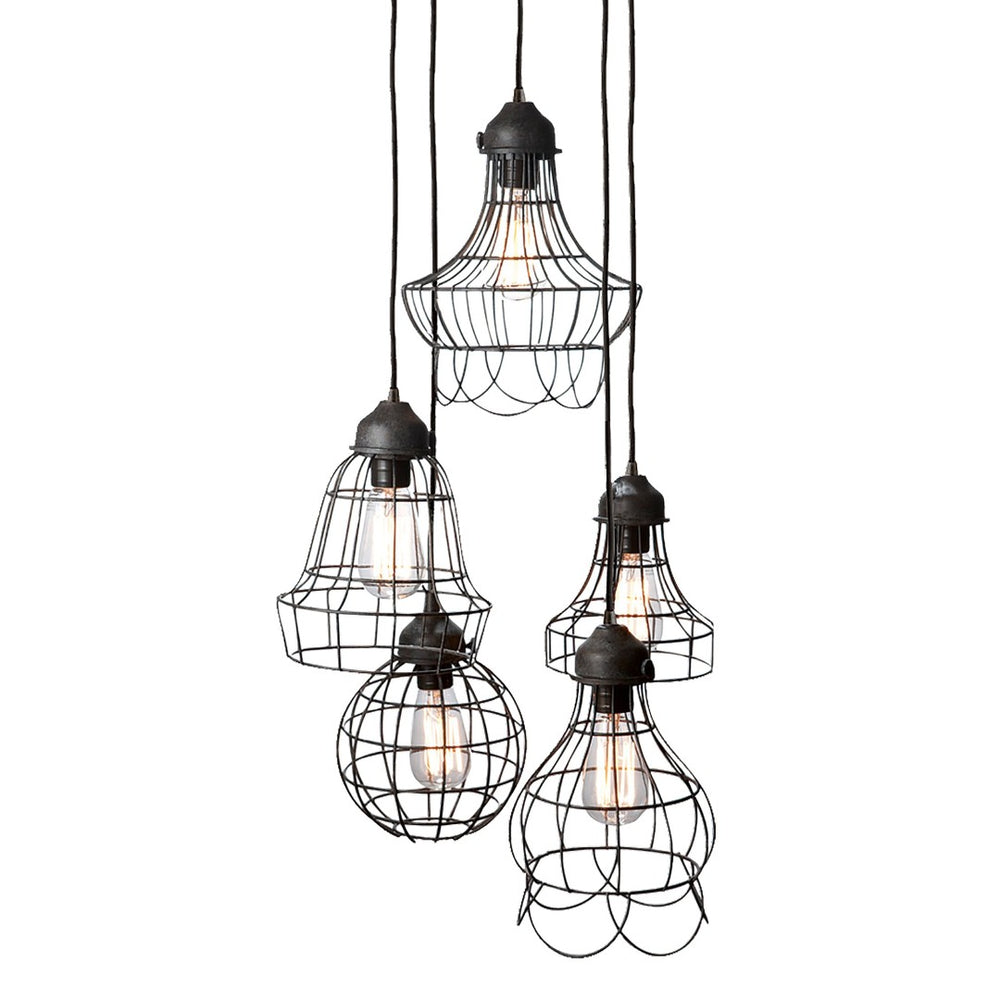 Atlas Wire 15'' Wide 5-Light Pendant - Modern Oil Rubbed Bronze Fixture for Dining & Kitchen Spaces CL11849-BK
