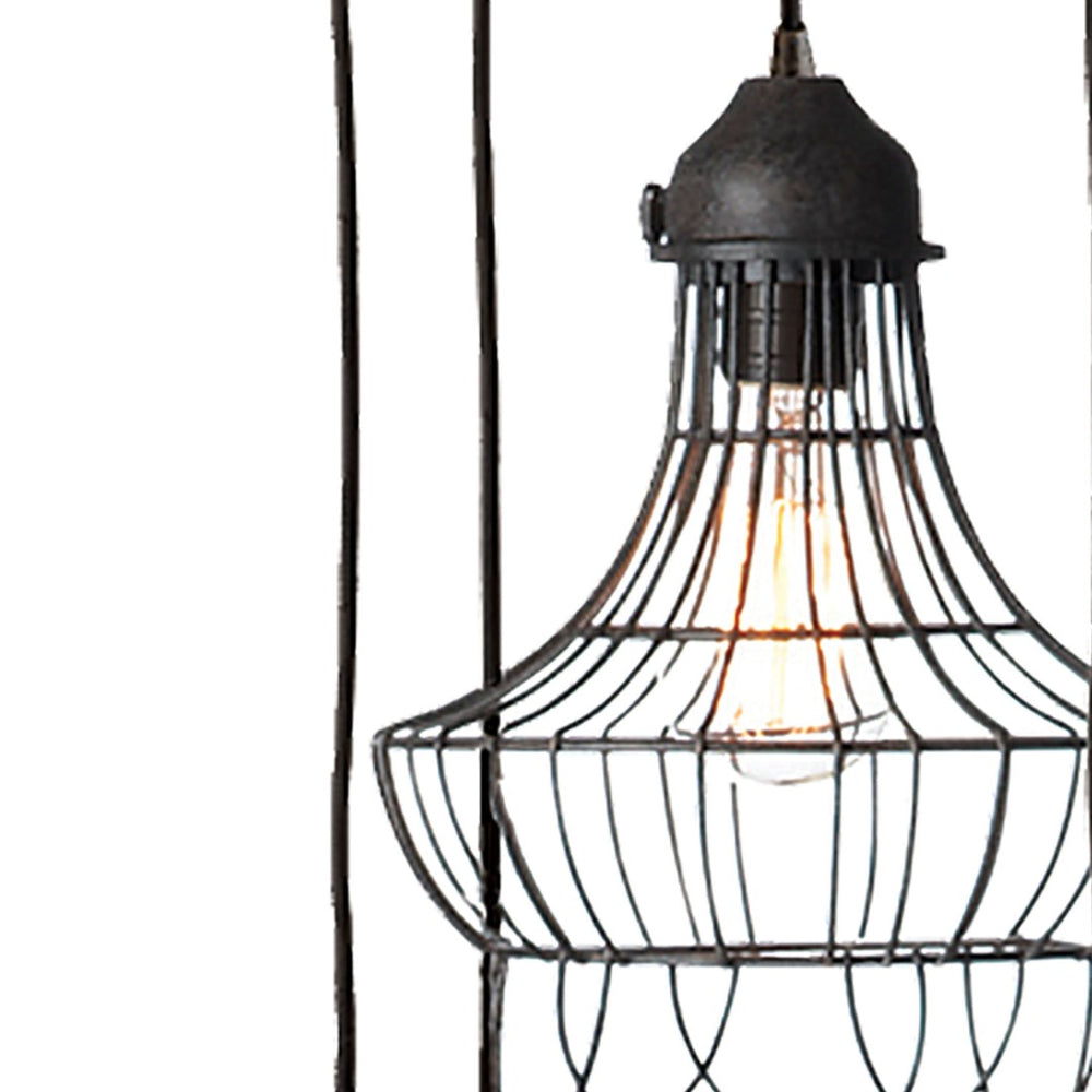 Atlas Wire 15'' Wide 5-Light Pendant - Modern Oil Rubbed Bronze Fixture for Dining & Kitchen Spaces CL11849-BK