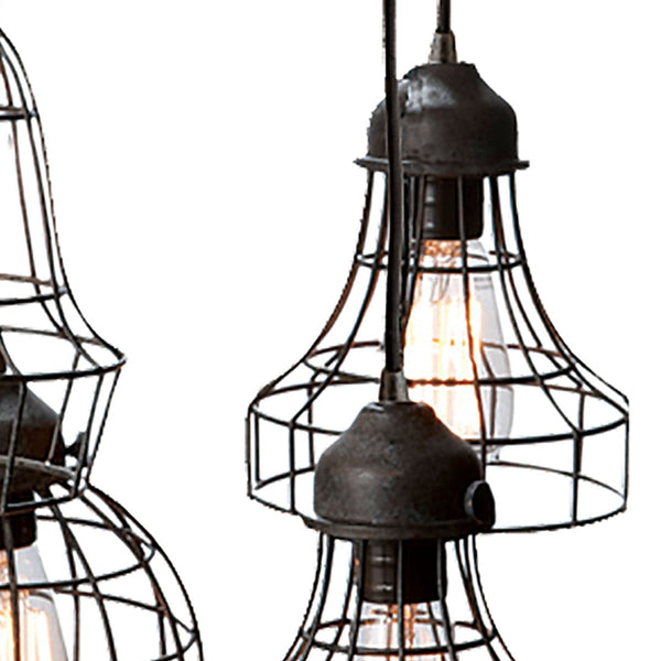 Atlas Wire 15'' Wide 5-Light Pendant - Modern Oil Rubbed Bronze Fixture for Dining & Kitchen Spaces CL11849-BK