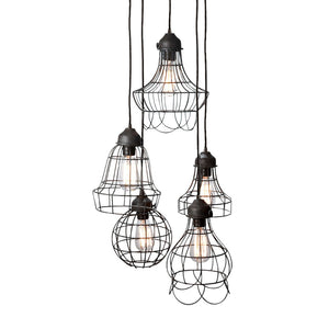 Atlas Wire 15'' Wide 5-Light Pendant - Modern Oil Rubbed Bronze Fixture for Dining & Kitchen Spaces CL11849-BK