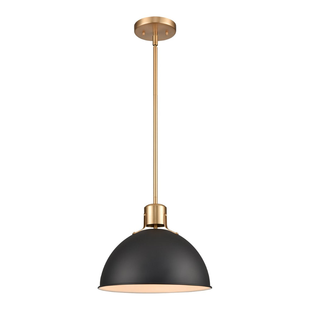 Atlas Zayne 12'' Wide Modern 1-Light Pendant - Sleek Metal Dome for Focused and Ambient Lighting Matte Black CL11850-BK