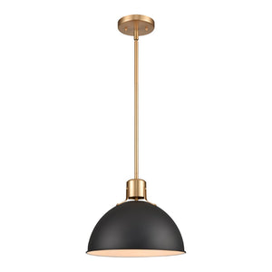 Atlas Zayne 12'' Wide Modern 1-Light Pendant - Sleek Metal Dome for Focused and Ambient Lighting Matte Black CL11850-BK