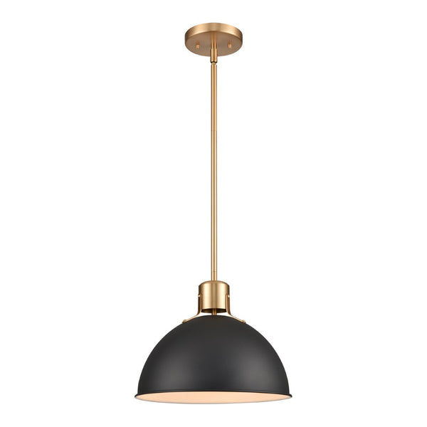 Atlas Zayne 12'' Wide Modern 1-Light Pendant - Sleek Metal Dome for Focused and Ambient Lighting Matte Black CL11850-BK