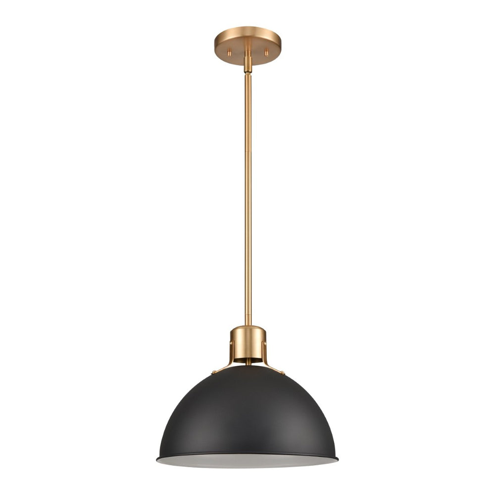 Atlas Zayne 12'' Wide Modern 1-Light Pendant - Sleek Metal Dome for Focused and Ambient Lighting Matte Black CL11850-BK