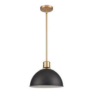 Atlas Zayne 12'' Wide Modern 1-Light Pendant - Sleek Metal Dome for Focused and Ambient Lighting Matte Black CL11850-BK