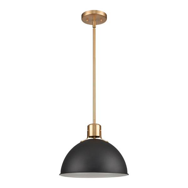 Atlas Zayne 12'' Wide Modern 1-Light Pendant - Sleek Metal Dome for Focused and Ambient Lighting Matte Black CL11850-BK