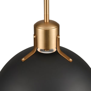 Atlas Zayne 12'' Wide Modern 1-Light Pendant - Sleek Metal Dome for Focused and Ambient Lighting Matte Black CL11850-BK