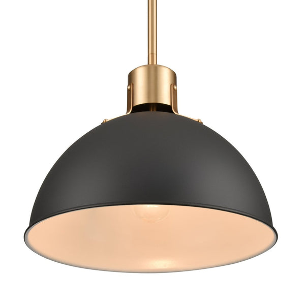 Atlas Zayne 12'' Wide Modern 1-Light Pendant - Sleek Metal Dome for Focused and Ambient Lighting Matte Black CL11850-BK