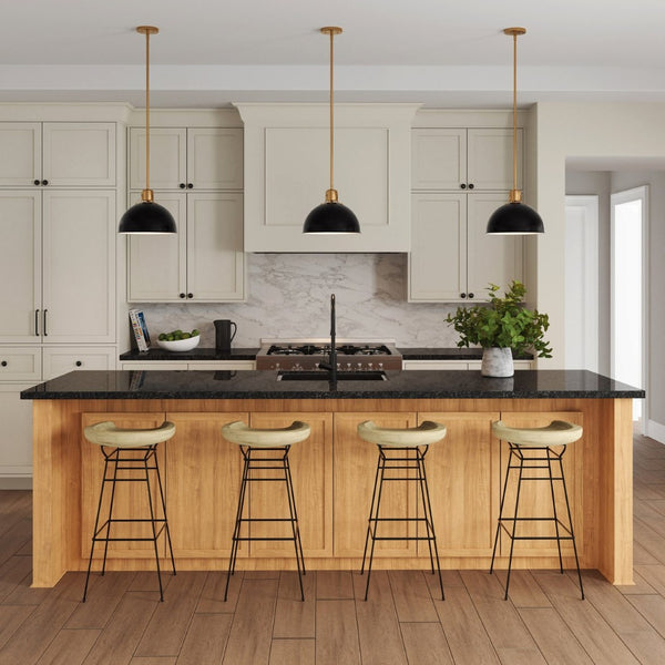 Atlas Zayne 12'' Wide Modern 1-Light Pendant - Sleek Metal Dome for Focused and Ambient Lighting Matte Black CL11850-BK