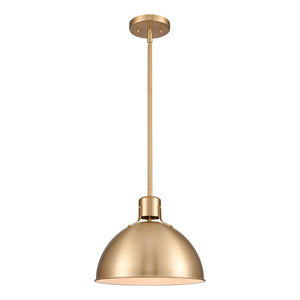 Atlas Zayne 12'' Wide Modern 1-Light Pendant - Sleek Metal Dome for Focused and Ambient Lighting Brushed Gold CL11850-GD