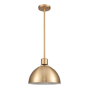 Atlas Zayne 12'' Wide Modern 1-Light Pendant - Sleek Metal Dome for Focused and Ambient Lighting Brushed Gold CL11850-GD