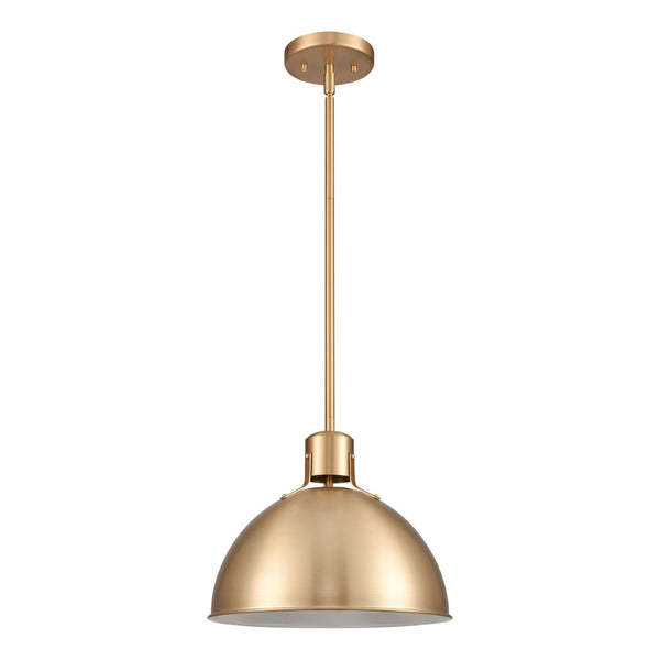 Atlas Zayne 12'' Wide Modern 1-Light Pendant - Sleek Metal Dome for Focused and Ambient Lighting Brushed Gold CL11850-GD
