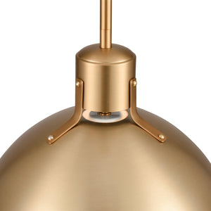 Atlas Zayne 12'' Wide Modern 1-Light Pendant - Sleek Metal Dome for Focused and Ambient Lighting Brushed Gold CL11850-GD