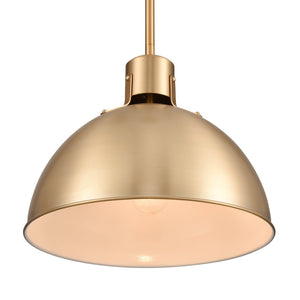 Atlas Zayne 12'' Wide Modern 1-Light Pendant - Sleek Metal Dome for Focused and Ambient Lighting Brushed Gold CL11850-GD