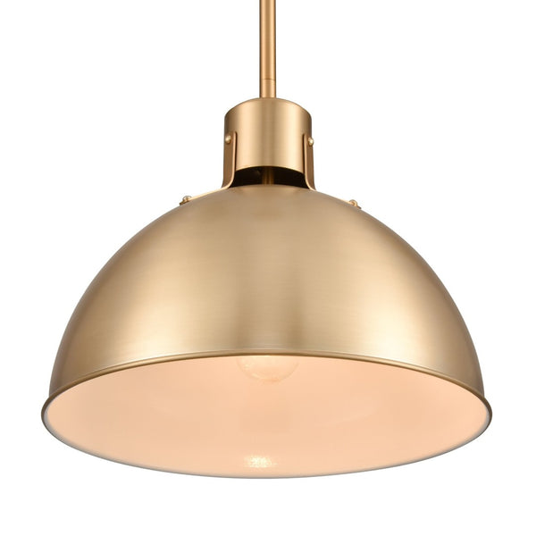 Atlas Zayne 12'' Wide Modern 1-Light Pendant - Sleek Metal Dome for Focused and Ambient Lighting Brushed Gold CL11850-GD