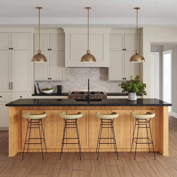 Atlas Zayne 12'' Wide Modern 1-Light Pendant - Sleek Metal Dome for Focused and Ambient Lighting Brushed Gold CL11850-GD