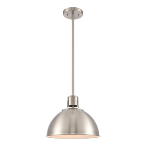 Atlas Zayne 12'' Wide Modern 1-Light Pendant - Sleek Metal Dome for Focused and Ambient Lighting Brushed Nickel CL11850-NK