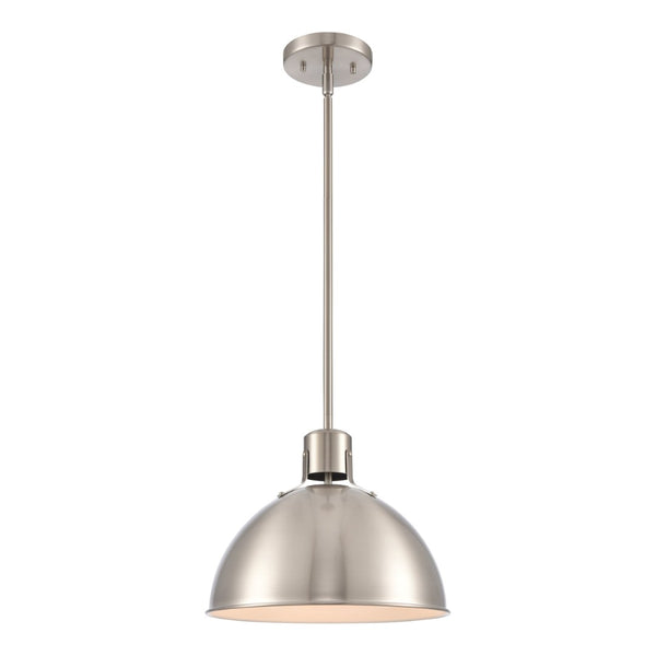 Atlas Zayne 12'' Wide Modern 1-Light Pendant - Sleek Metal Dome for Focused and Ambient Lighting Brushed Nickel CL11850-NK