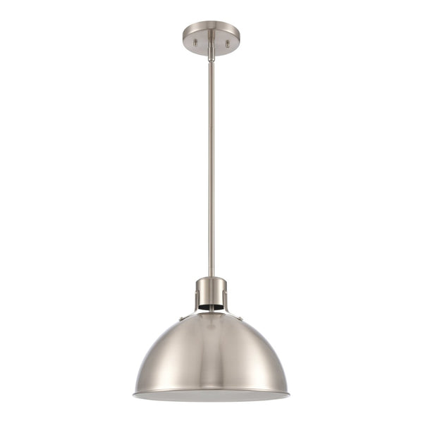 Atlas Zayne 12'' Wide Modern 1-Light Pendant - Sleek Metal Dome for Focused and Ambient Lighting Brushed Nickel CL11850-NK