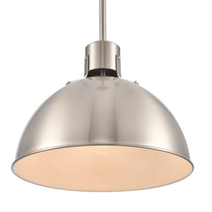 Atlas Zayne 12'' Wide Modern 1-Light Pendant - Sleek Metal Dome for Focused and Ambient Lighting Brushed Nickel CL11850-NK