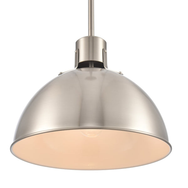 Atlas Zayne 12'' Wide Modern 1-Light Pendant - Sleek Metal Dome for Focused and Ambient Lighting Brushed Nickel CL11850-NK