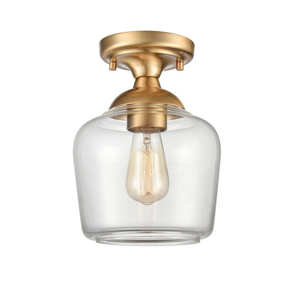 Atlas Agnes 8" Wide 1-Light Semi Flush Mount Fixture - Modern Design for Compact Spaces and Cozy Ambiance Satin Brass CL11854-BS