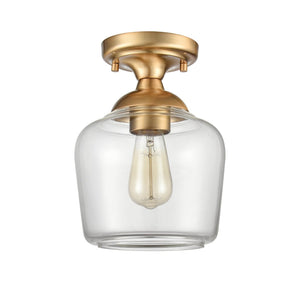 Atlas Agnes 8" Wide 1-Light Semi Flush Mount Fixture - Modern Design for Compact Spaces and Cozy Ambiance Satin Brass CL11854-BS