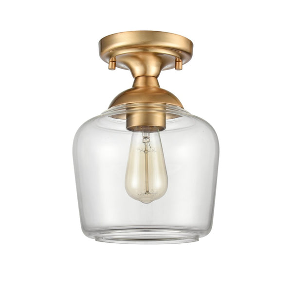 Atlas Agnes 8" Wide 1-Light Semi Flush Mount Fixture - Modern Design for Compact Spaces and Cozy Ambiance Satin Brass CL11854-BS