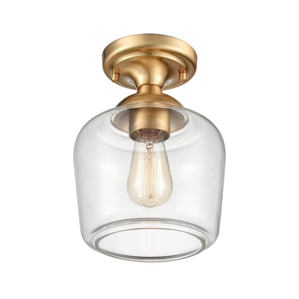 Atlas Agnes 8" Wide 1-Light Semi Flush Mount Fixture - Modern Design for Compact Spaces and Cozy Ambiance Satin Brass CL11854-BS