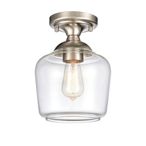 Atlas Agnes 8" Wide 1-Light Semi Flush Mount Fixture - Modern Design for Compact Spaces and Cozy Ambiance Satin Nickel CL11854-NK