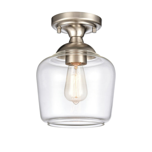 Atlas Agnes 8" Wide 1-Light Semi Flush Mount Fixture - Modern Design for Compact Spaces and Cozy Ambiance Satin Nickel CL11854-NK