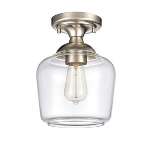 Atlas Agnes 8" Wide 1-Light Semi Flush Mount Fixture - Modern Design for Compact Spaces and Cozy Ambiance Satin Nickel CL11854-NK