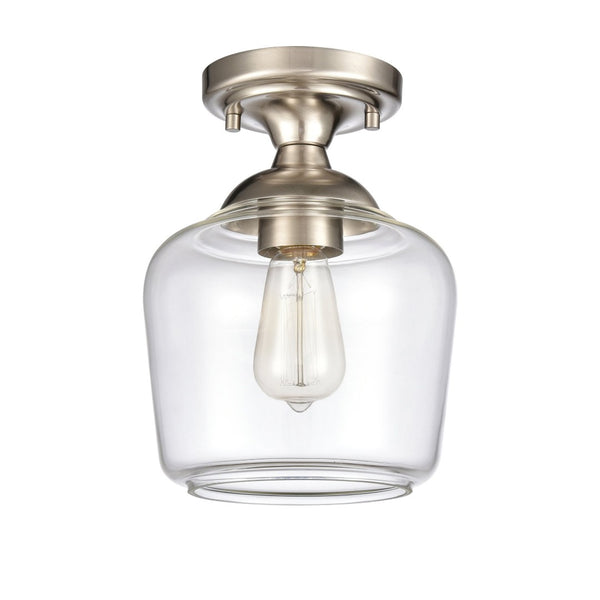 Atlas Agnes 8" Wide 1-Light Semi Flush Mount Fixture - Modern Design for Compact Spaces and Cozy Ambiance Satin Nickel CL11854-NK